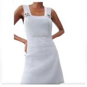 Zara Ribbed Knit Overall Mini Dress Baby Blue Size Small NWT
